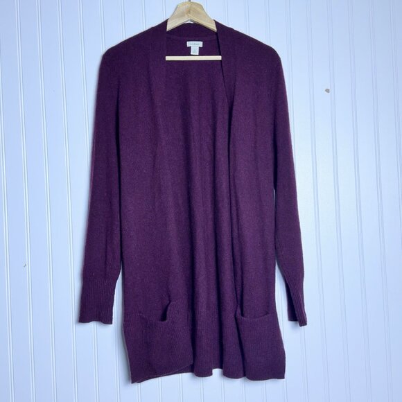 L.L.Bean Women's Blue 100% Cashmere Open Cardigan Sweater Size Large - Picture 9 of 11